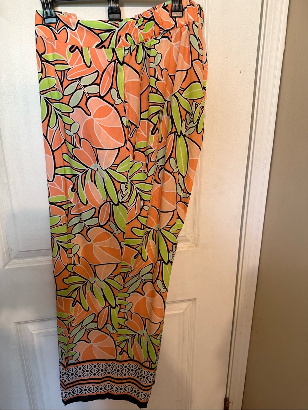 Kaari Blue Wide Leg Pants in Orange, Lime & Black Floral Print
